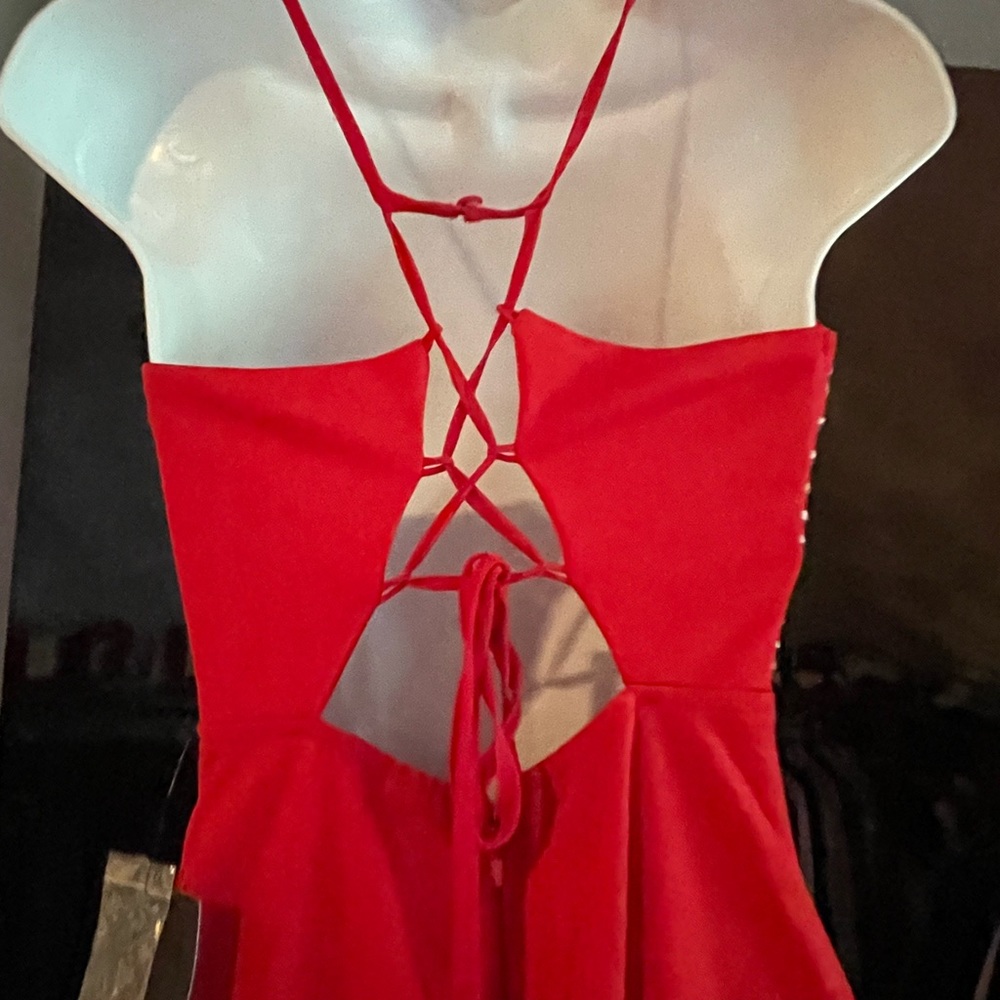 Red Rhinestone Evening Gown Prom Dress Maxi Soieblu Agaci “A Night To Remember” - Picture 11 of 11